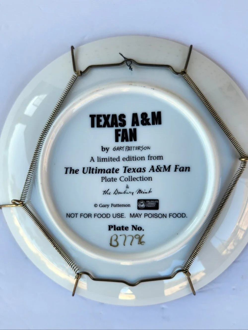 TEXAS A & M FAN THE ULTIMATE LTD EDITION WALL PLATE GARY PATTERSON DANBURY MINT
